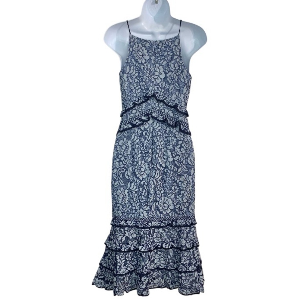 KEEPSAKE the label Catch Me Lace Ruffle Midi Dress